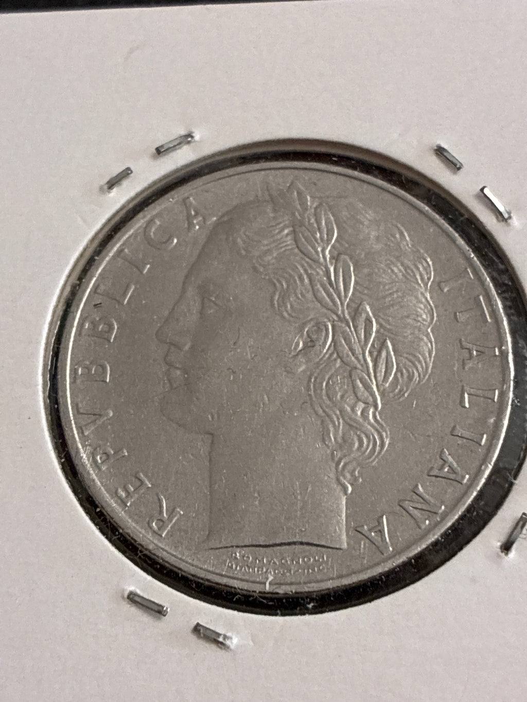 100 Lire 1971 Repubblica Italiana Minerva con errore di conio frattura sul tondello al rovescio
