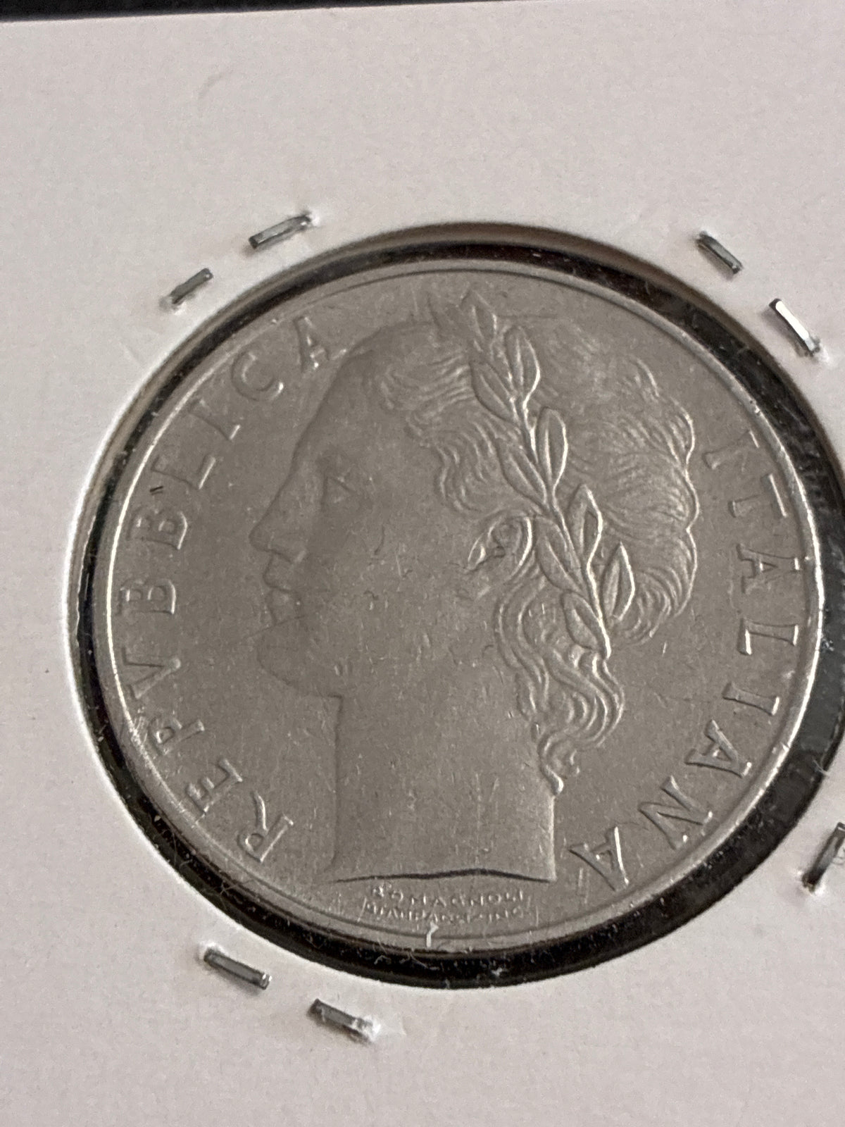 100 Lire 1971 Repubblica Italiana Minerva con errore di conio frattura sul tondello al rovescio