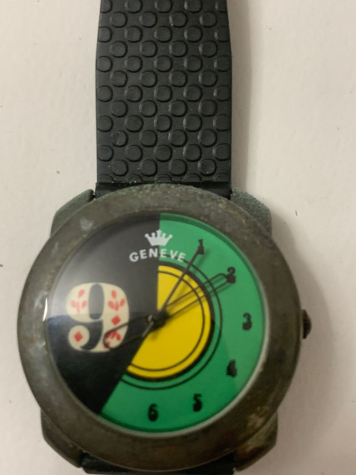 Orologio Vintage Geneve Quarzo Quadrante Grafico Pop Art Carte da Gioco