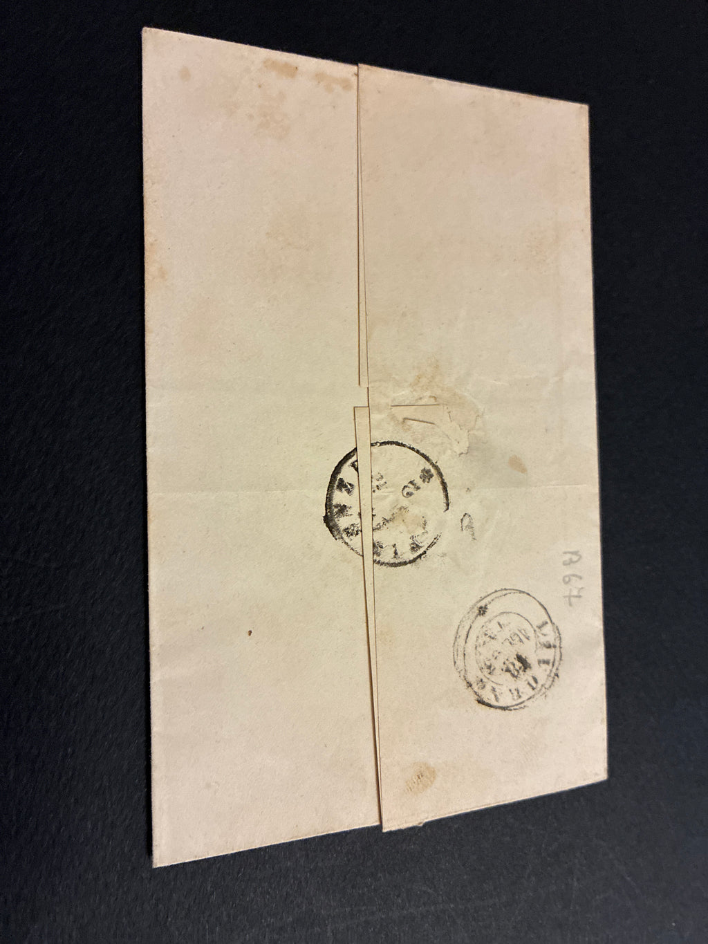 Busta 14/09/1863 Regno d'Italia 15 C. Litografico II Tipo con Transito Livorno e Lineare Batini