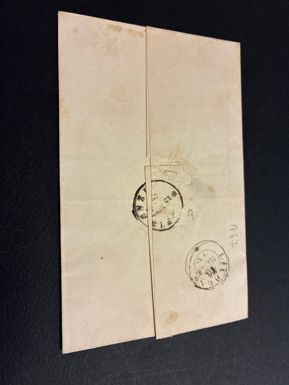 Busta 14/09/1863 Regno d'Italia 15 C. Litografico II Tipo con Transito Livorno e Lineare Batini