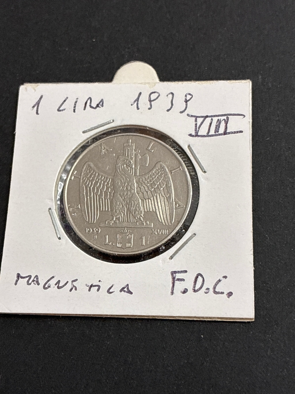 1 lira 1939 Moneta della Serie Impero in Lega Magnetica