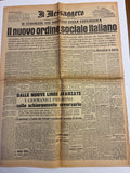 Quotidiano ORIGINALE 13 Febbraio 1944 Il Messaggero Socializzazione RSI Cassino COMPLETO