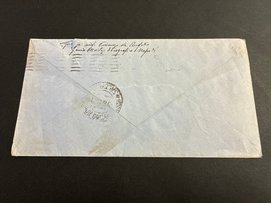 Busta Luglio 1943 Napoli Ferrovia per Montecorvino Rovella Salerno Francobollo 50c Anniversario Rossiniano Storia Postale Seconda Guerra Mondiale
