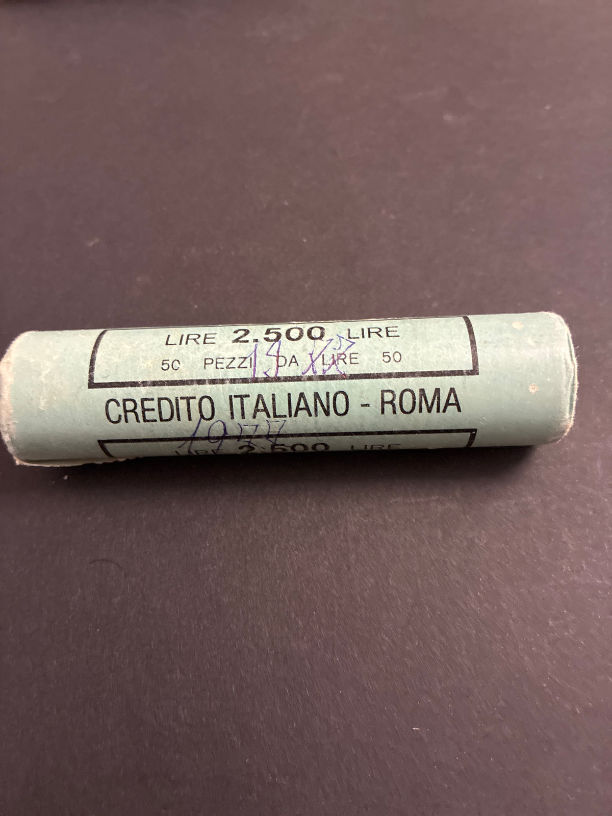50 Lire Vulcano 1977 Rotolino Originale Zecca Sigillato Fior di Conio 50 Pezzi