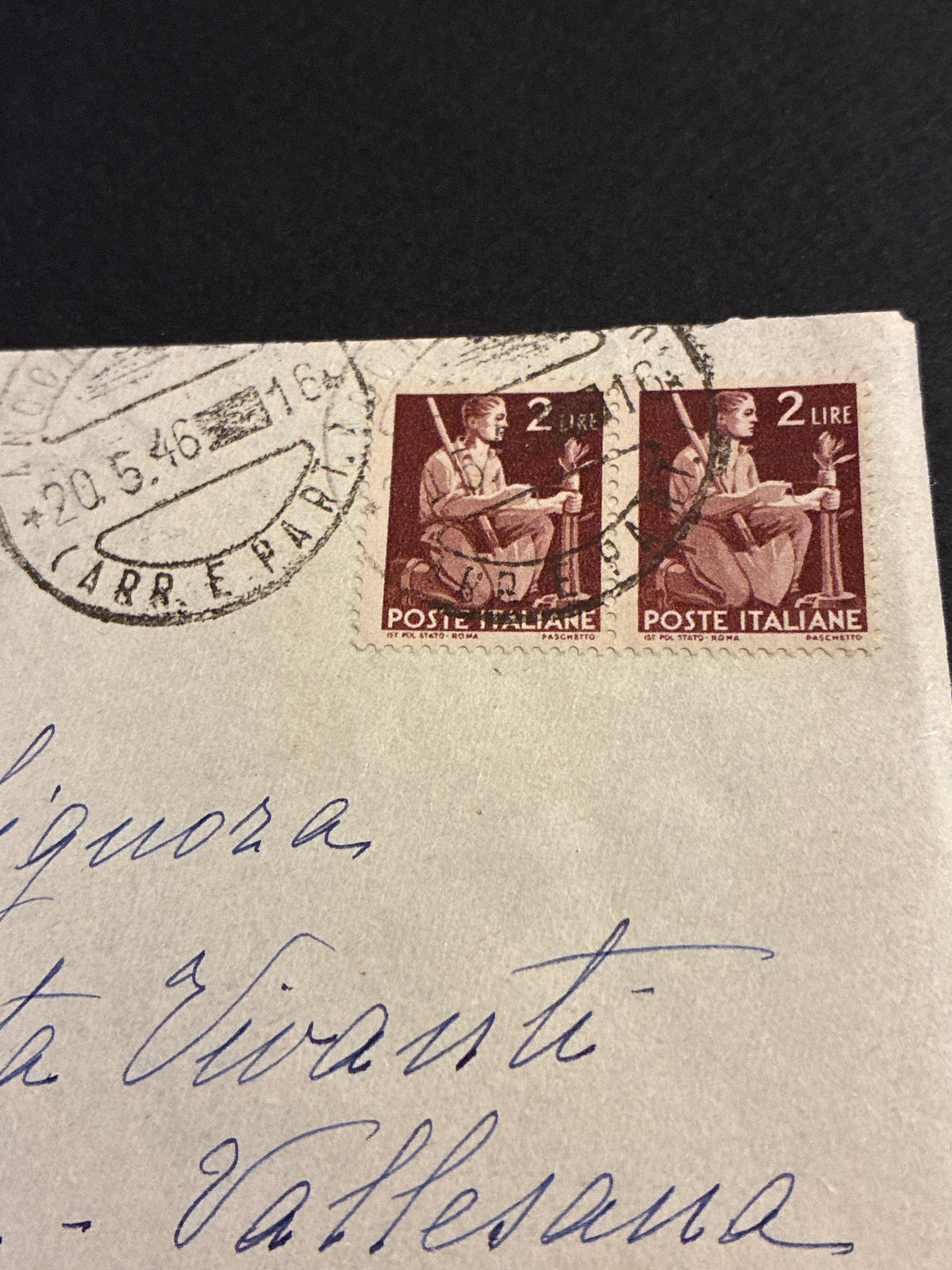 Busta Storia Postale Re Di Maggio Umberto II Timbro 20 Maggio 1946 Tariffe 4 Lire Coppia 2 Lire Democratica Da Ancona A Sondrio Tresenda Da Collezione