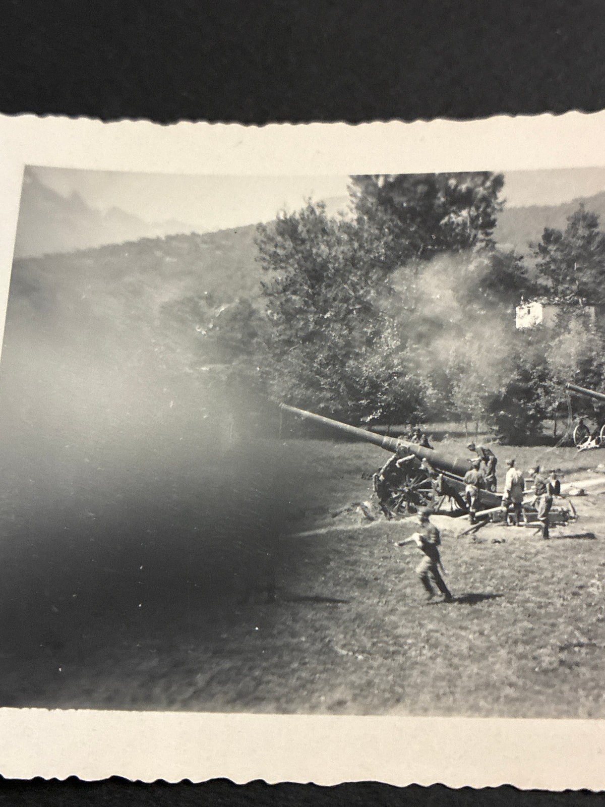 Artiglieria Guardia alla Frontiera Fotografia Epoca 1940 Fuoco di Batteria sul Fronte GAF
