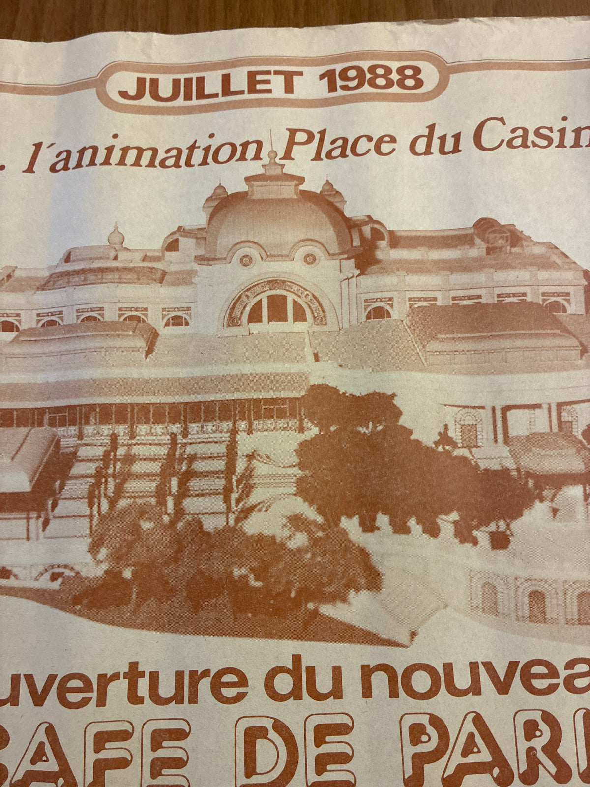 Manifesto Originale 1988 Inaugurazione Cafe De Paris Monte Carlo SBM Raro