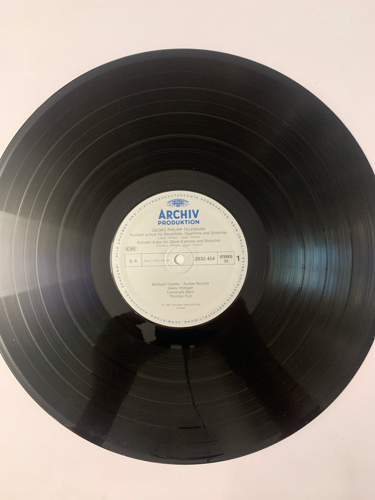 Vinile LP Georg Philipp Telemann – Bläserkonzerte (Archiv Produktion 2533 454) 1981