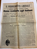 Quotidiano Originale Epoca Il Risorgimento Liberale 5 Giugno 1944 Roma Restituita Agli Italiani Seconda Guerra Mondiale