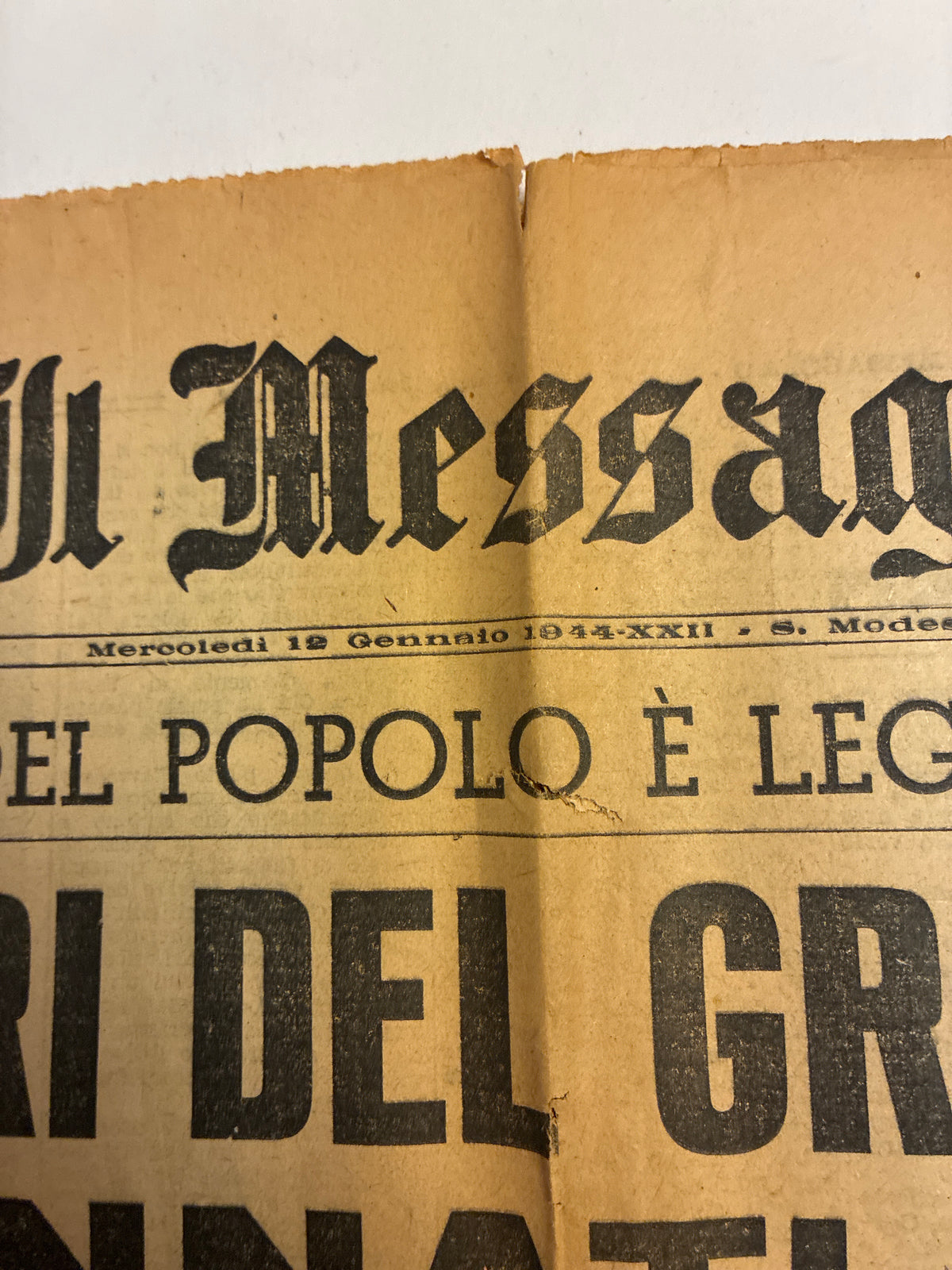 Quotidiano ORIGINALE 12 Gennaio 1944 Il Messaggero Processo di Verona Ciano Condannato COMPLETO