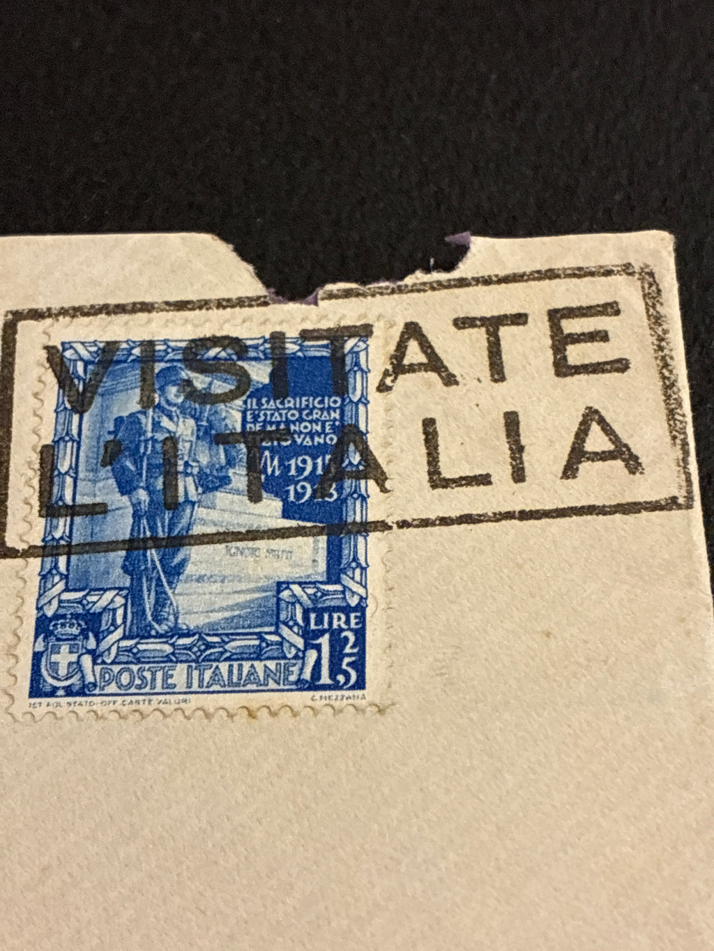 Busta 1939 spedita da Roma a Marsiglia in tariffa per l'estero con francobollo commemorativo proclamazione dell'impero da lire 1,25.