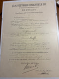 Raro Decreto 1932 Ufficiale Corona d'Italia - Firma Autografa Ammiraglio Revel e Timbro a Secco - Incorniciato Umberto Lugli