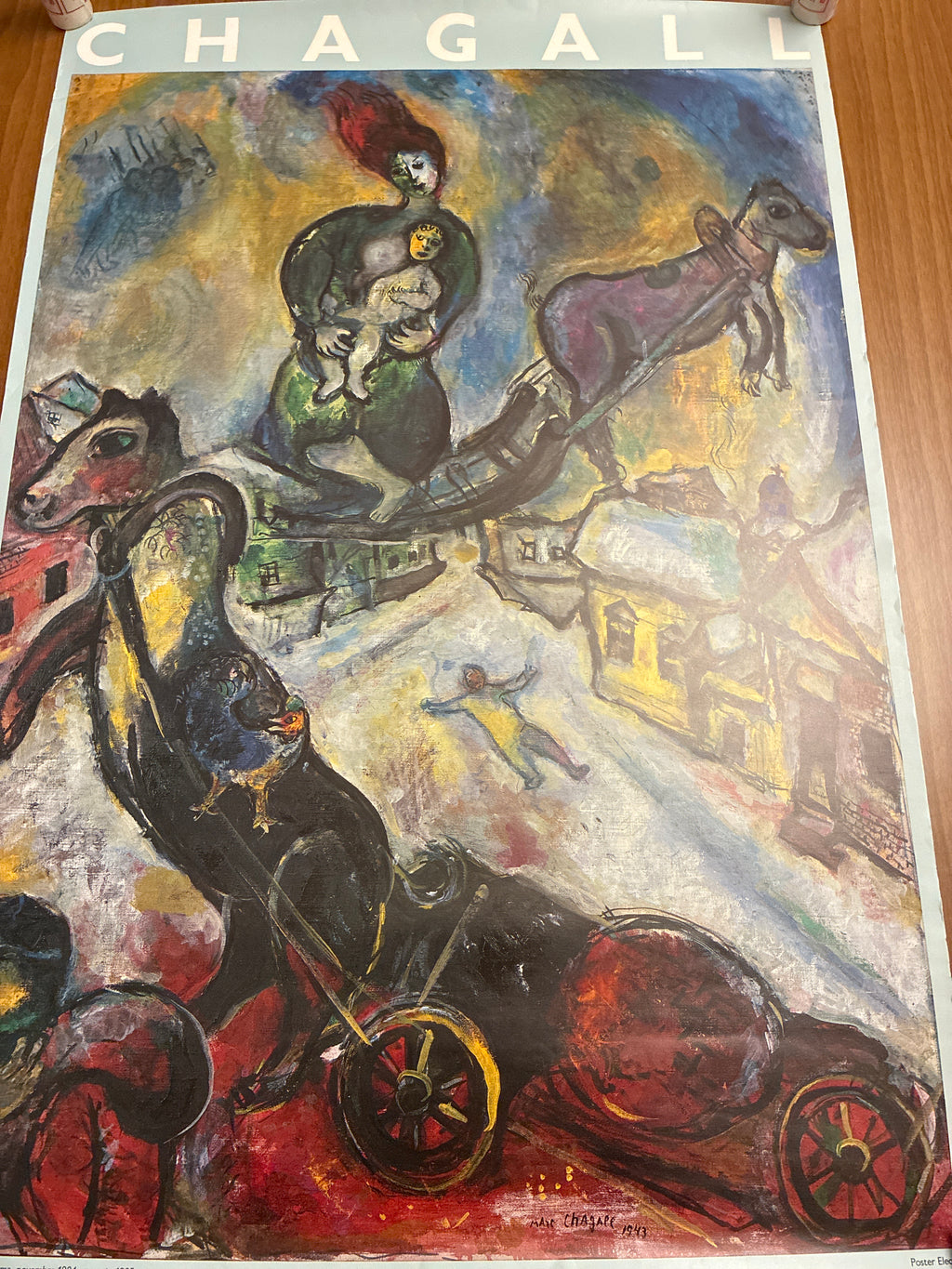 Manifesto mostra "Chagall" Roma 1984 - Opera "Guerra (1943)" Musei Capitolini Electa