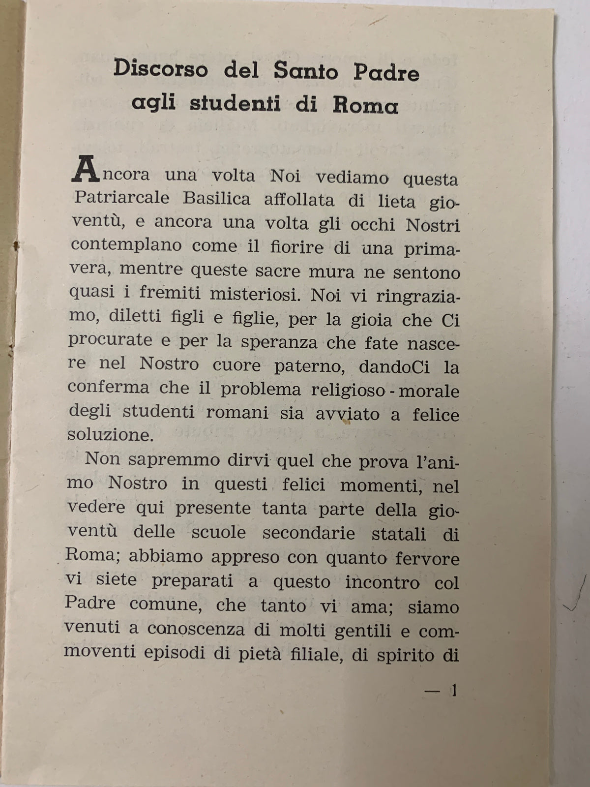 Libretto d'Epoca "Memorabile Incontro con Pietro" - 24 Marzo 1957 Papa Pio XII