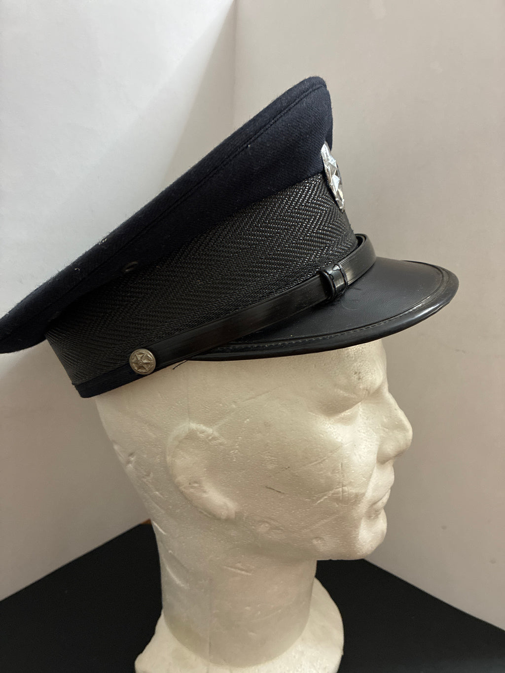 Cappello Visiera Polizia Israeliana Vintage Ufficiale משטרת ישראל Nero