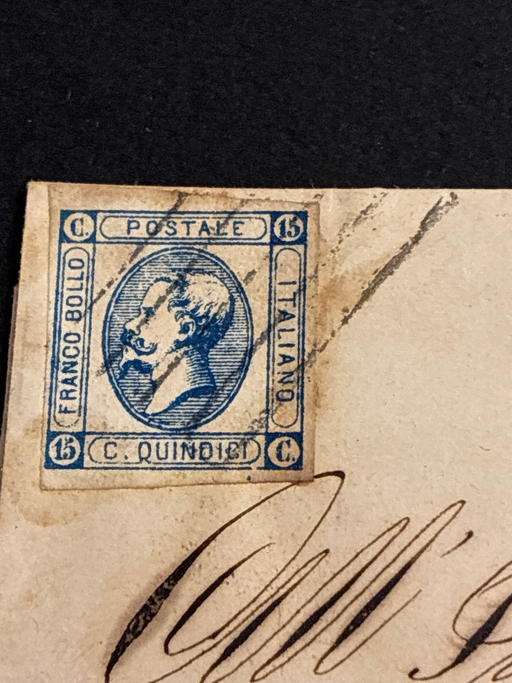Busta 14/09/1863 Regno d'Italia 15 C. Litografico II Tipo con Transito Livorno e Lineare Batini
