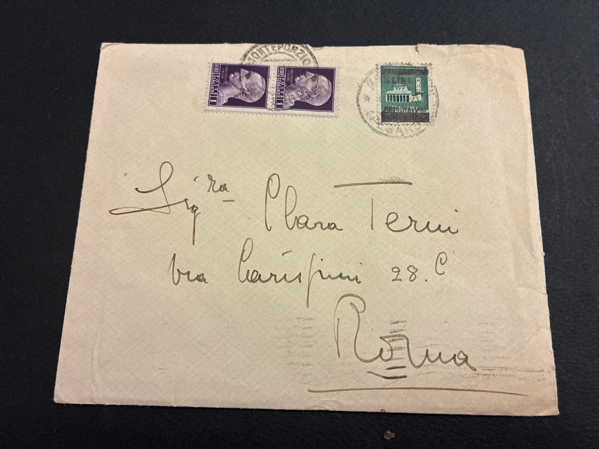 Busta Storia Postale Re Di Maggio Umberto II Timbro Arrivo Roma 15 Maggio 1946 Affrancatura Mista Serie Imperiale Senza Fasci Giulio Cesare E Monumenti Distrutti Con Sbarramento Tariffa 4 Lire Da Collezione