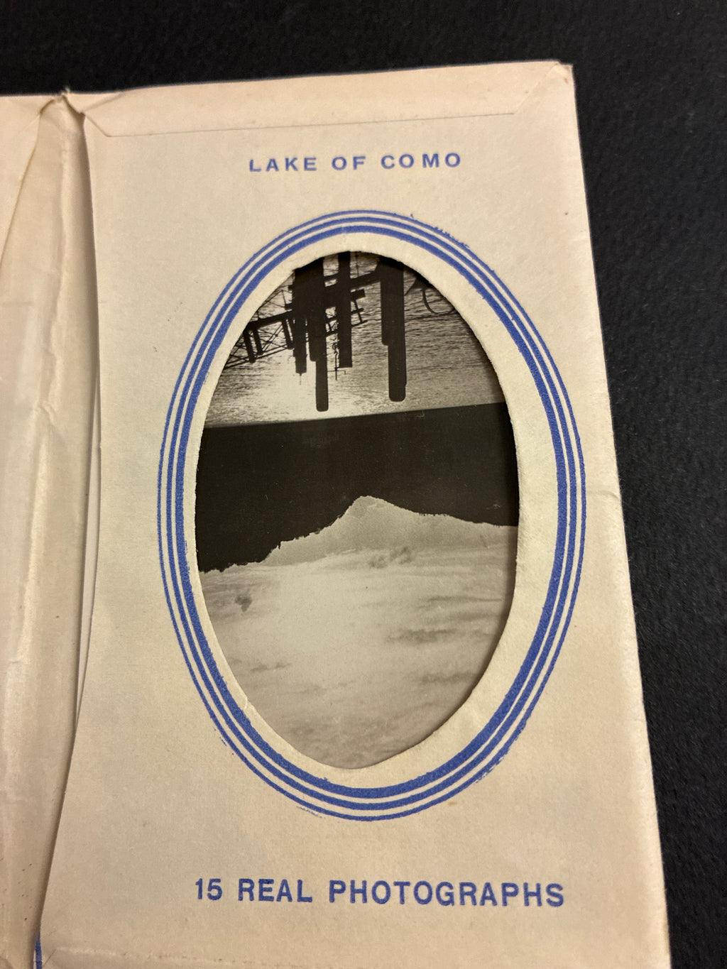 Libretto di cartoline Lago di Como - Busta portafoto con cartoline che compongono 15 vere fotografie d'epoca storiche