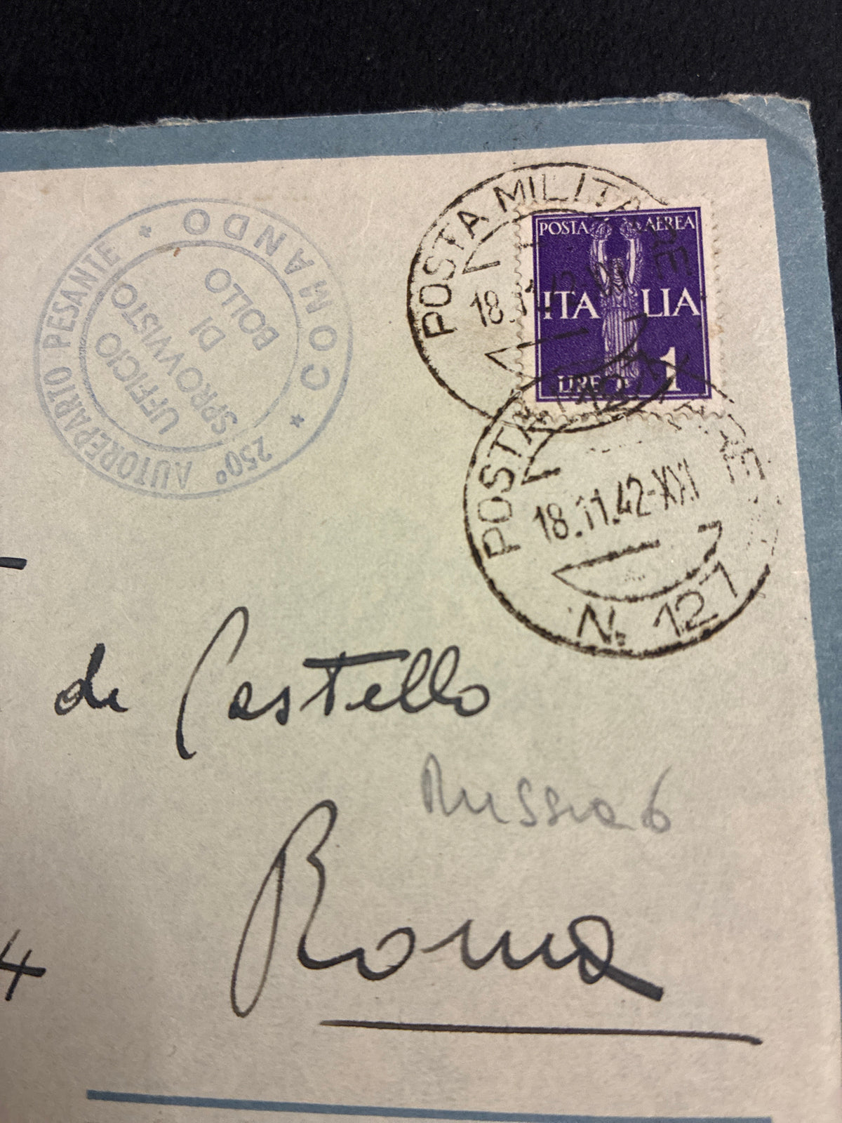Posta militare dall'ARMIR: lettera del 17 novembre 1942, due giorni prima della grande controffensiva sovietica