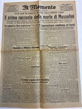 Rarissimo Quotidiano Il Momento Originale 30 Aprile 1945 {Primo Racconto Morte Mussolini E Giallo Hitler}