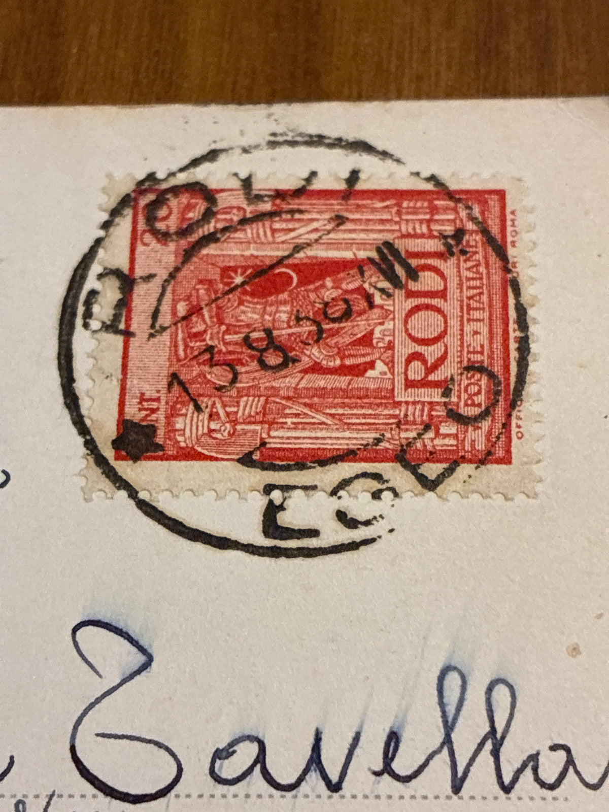 Isole Italiane Egeo 1938 Cartolina da Rodi a Alessandria Affrancata 20 Centesimi Era Fascista Anno XVI Mandracchio Lupa Capitolina