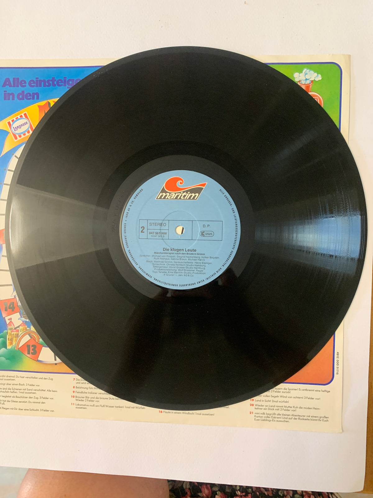 LP Vinile Brüder Grimm – "Die Klugen Leute" (Maritim 47 561 NW, 1978) con Copertina Promozionale Langnese "Abenteuer-Express"