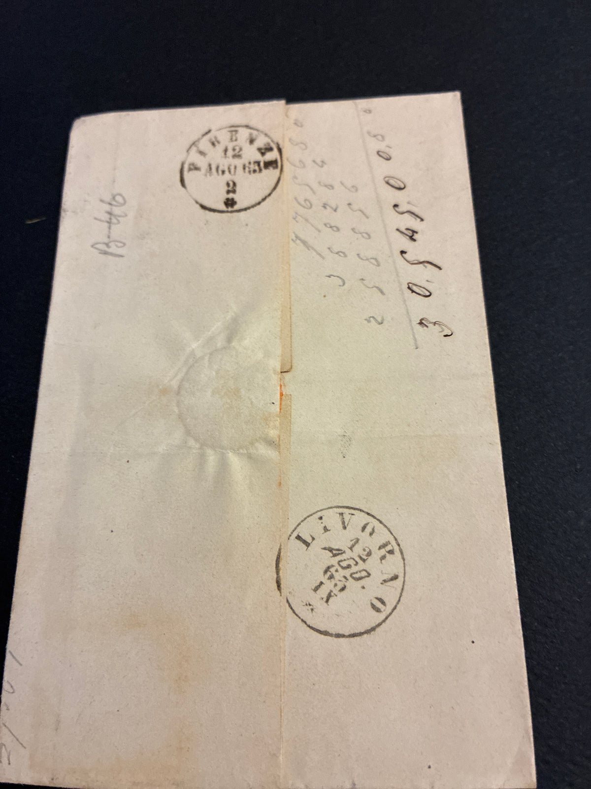 Lettera Storica 1863 da Piombino a Firenze Francobollo 15c II Tipo Annullato a Barre
