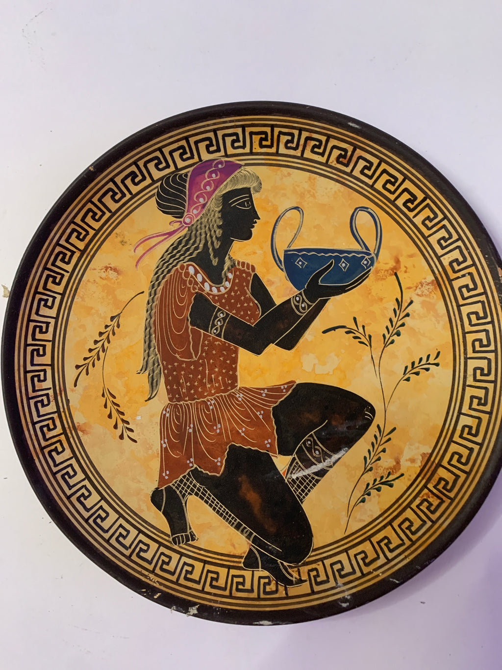 Piatto Decorativo in Ceramica Greca Dipinto a Mano - Hand Made in Greece