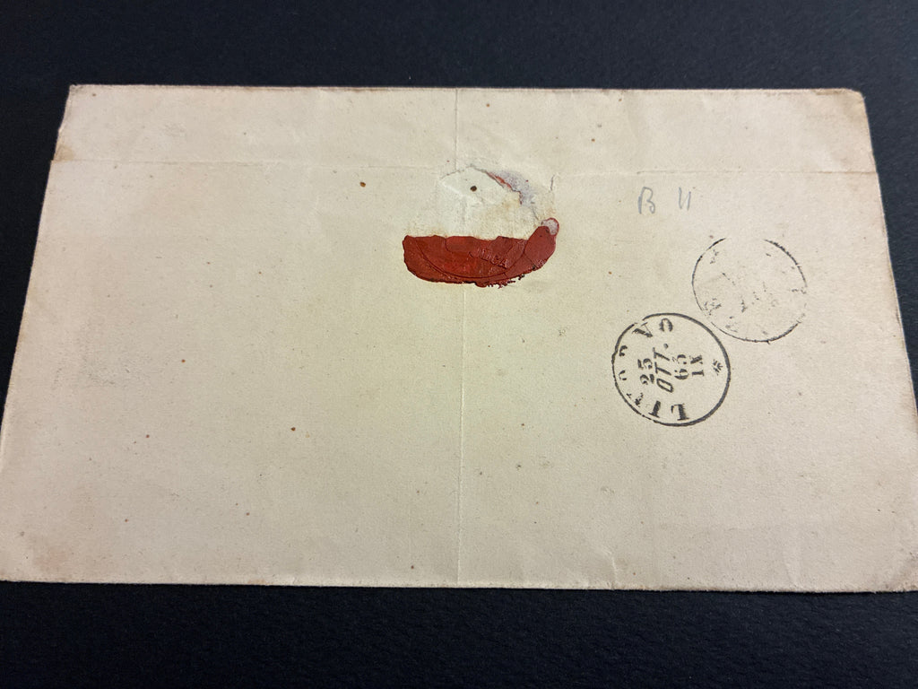 Lettera 1865 con 15 Centesimi Azzurro Primo Tipo "Matraire" in uso tardivo dall'Archivio e Collezione dell'Ing. Curzio Batini