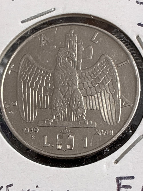 1 lira 1939 Moneta della Serie Impero in Lega Magnetica