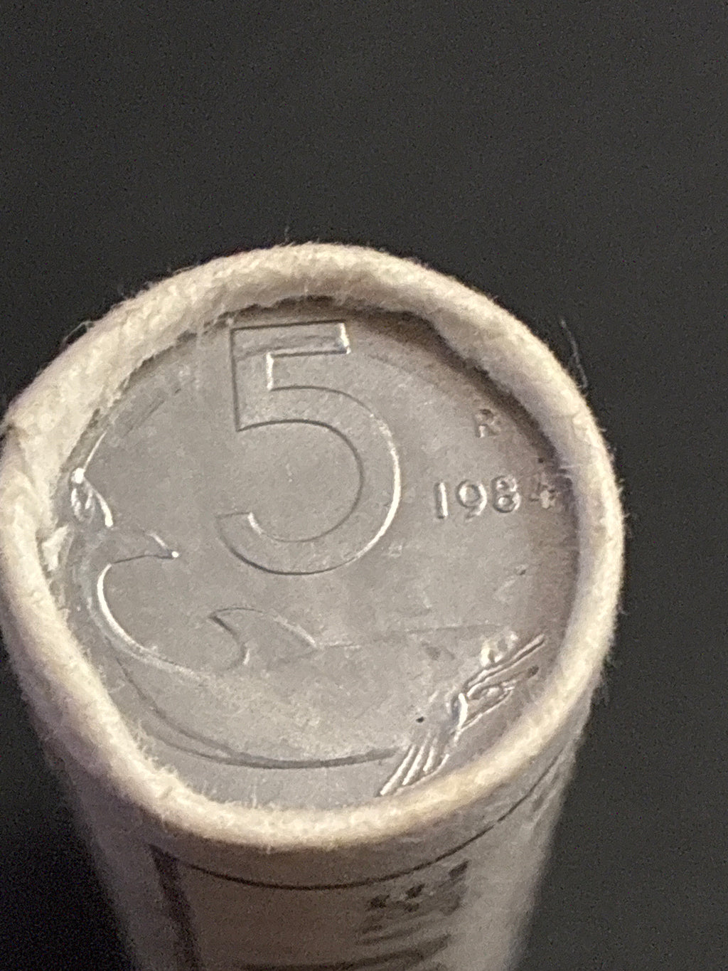 5 lire 1984: Rotolino originale della Zecca da 50 pezzi in Fior di Conio-Raro