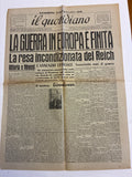 GIORNALE ORIGINALE EDIZIONE STRAORDINARIA 8 Maggio 1945 Il Quotidiano - LA GUERRA IN EUROPA E' FINITA