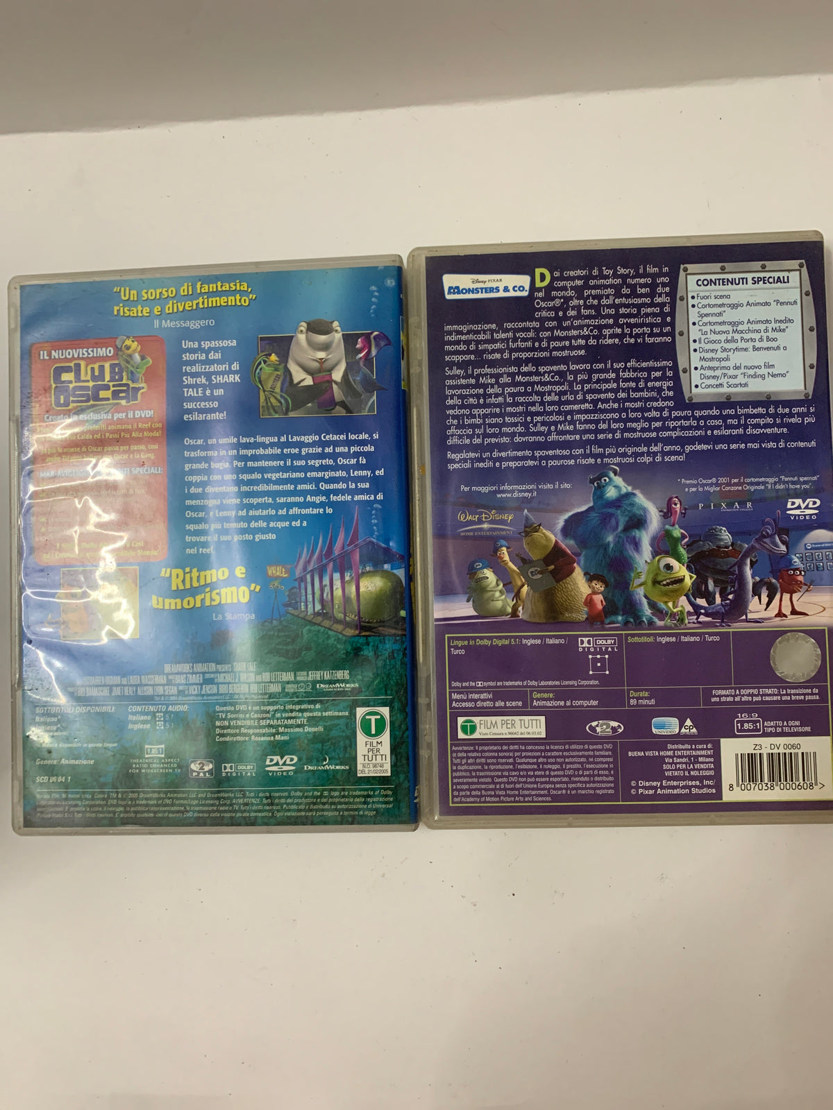 Lotto 2 DVD Film Animazione - Shark Tale e Monsters & Co.