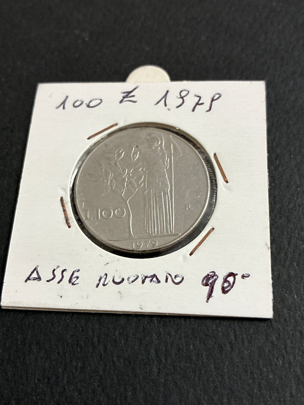 100 Lire 1978 Minerva Repubblica Italiana - Errore di conio Asse Ruotato di 90°