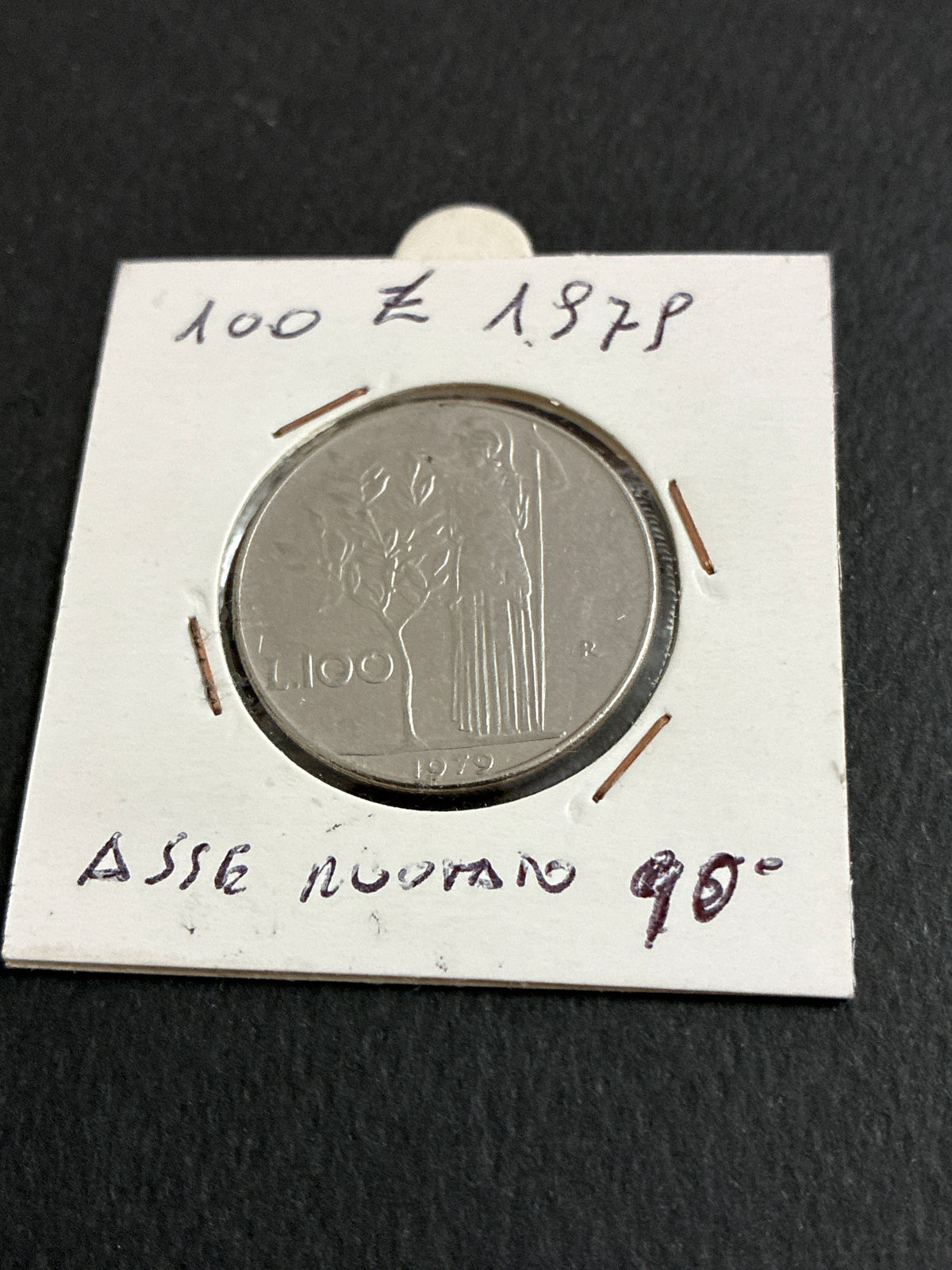 100 Lire 1978 Minerva Repubblica Italiana - Errore di conio Asse Ruotato di 90°