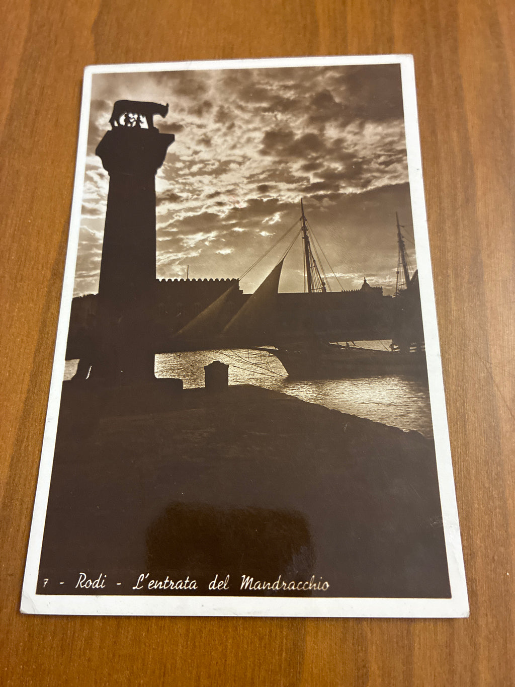 Isole Italiane Egeo 1938 Cartolina da Rodi a Alessandria Affrancata 20 Centesimi Era Fascista Anno XVI Mandracchio Lupa Capitolina