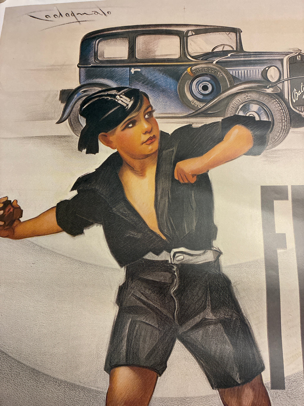Manifesto Fiat Balilla 1932 Plinio Codognato - Stampa Mostra Colosseo 1984 IPSOA