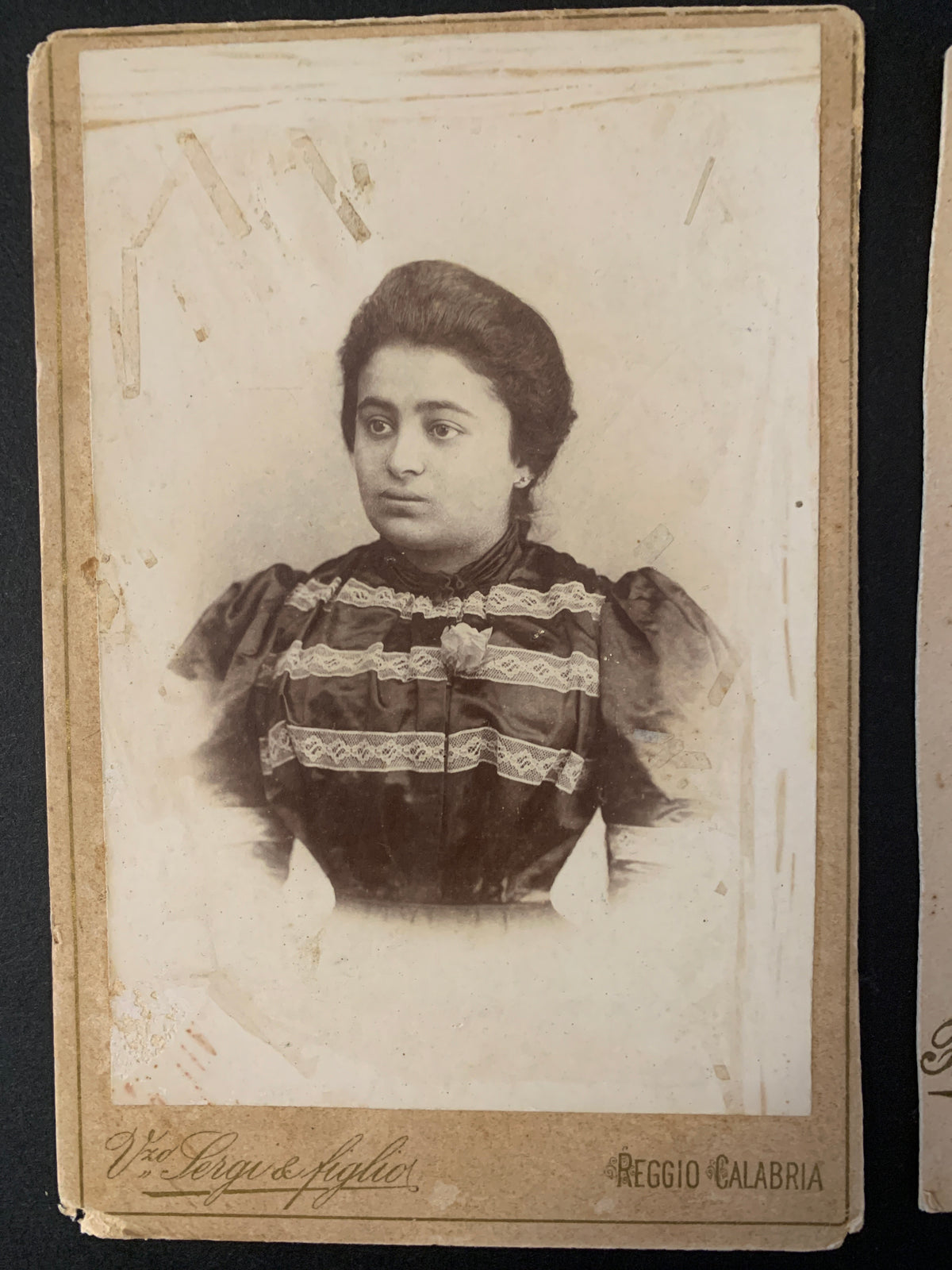 Lotto 2 Antiche Fotografie Ritratti Studio Sergi Reggio Calabria e Marruglia Napoli D'Epoca