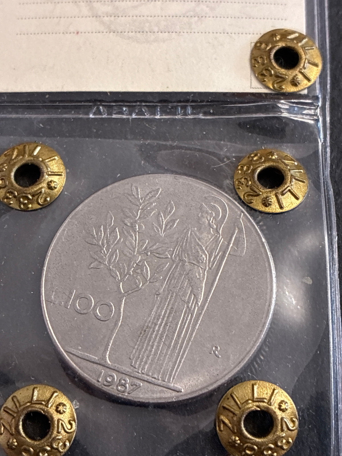 100 Lire 1987 Minerva Rara con Aste sul Numero 7 e Punte d'Ago Periziata