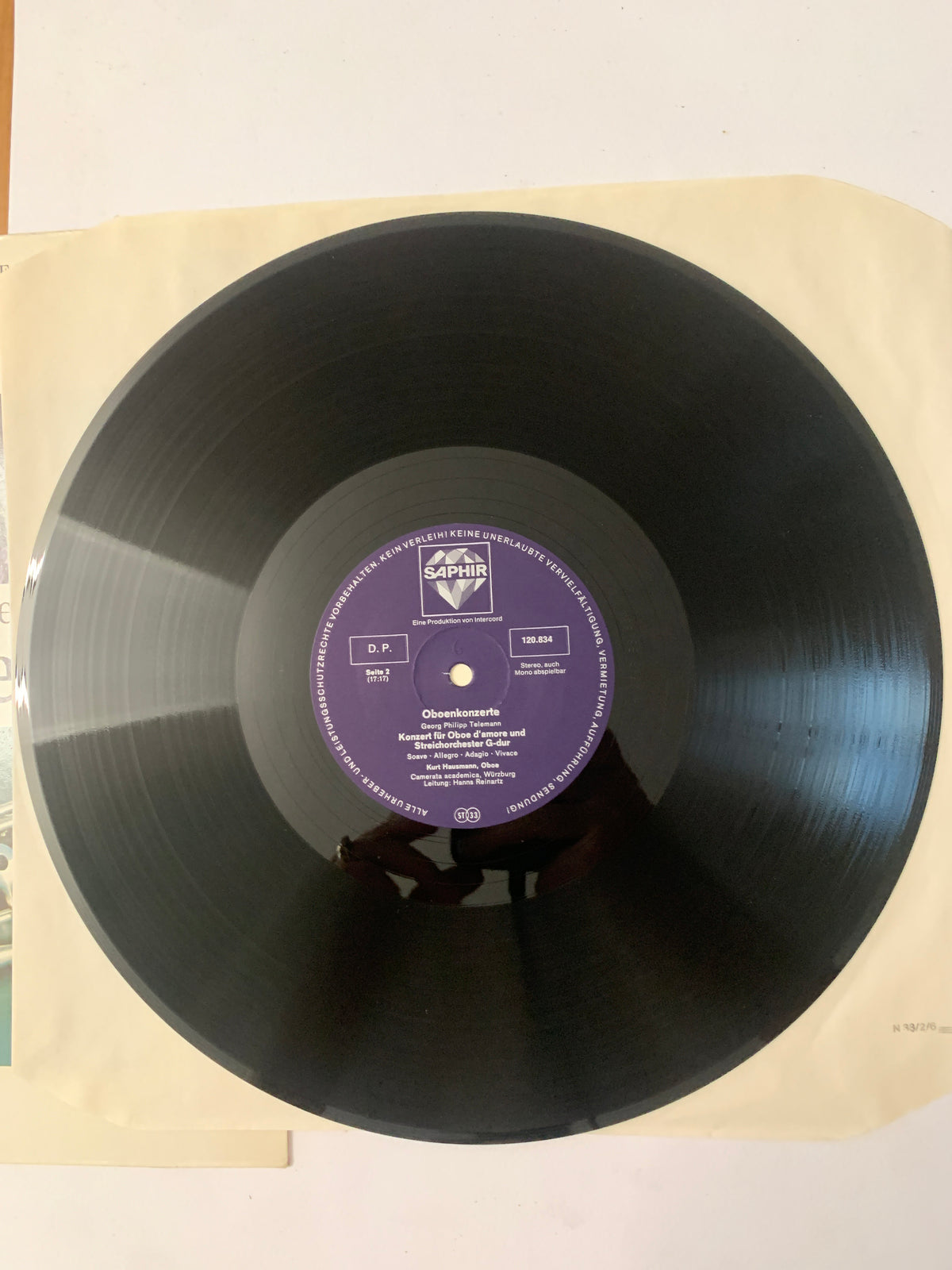 Vinile LP - Händel, Marcello, Telemann: Oboenkonzerte - Kurt Hausmann, Oboe - Saphir Intercord