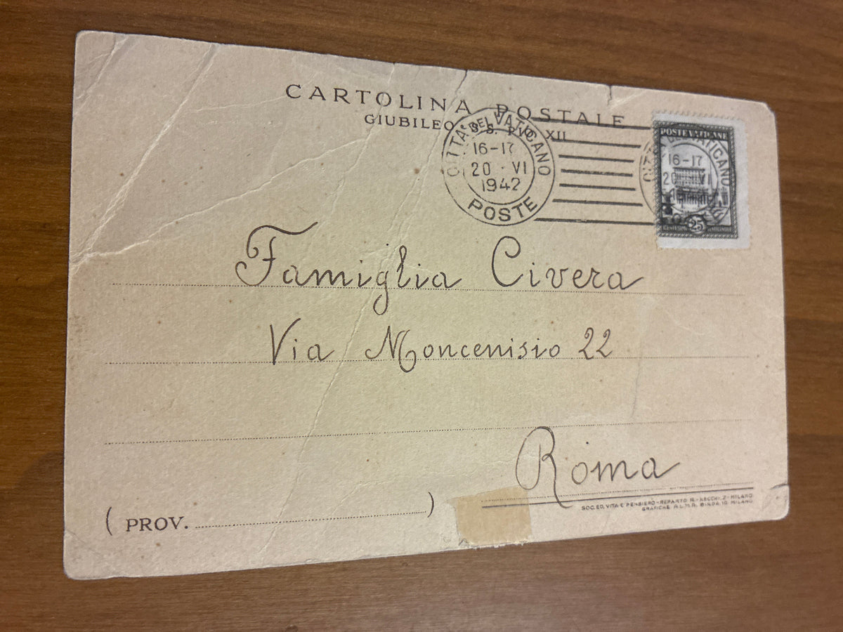 Cartolina Città del Vaticano Anno Giubilare 1942/43 Benedizione Papa Pio XII Viaggiata