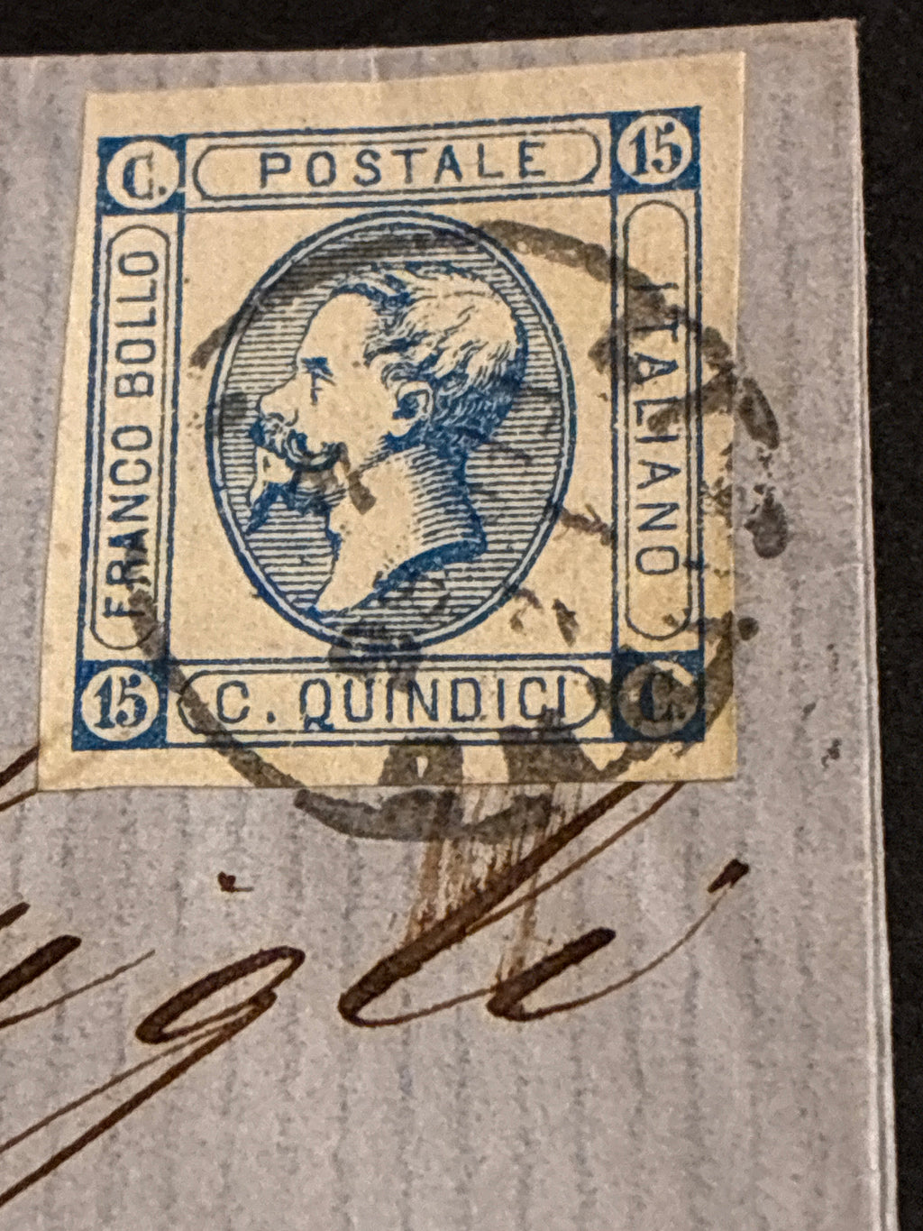 Rarissima. Lettera 1863 con 15 Centesimi Azzurro Primo Tipo "Matraire" in rarissimo uso nei primi giorni dall'Archivio e Collezione dell'Ing. Curzio Batini