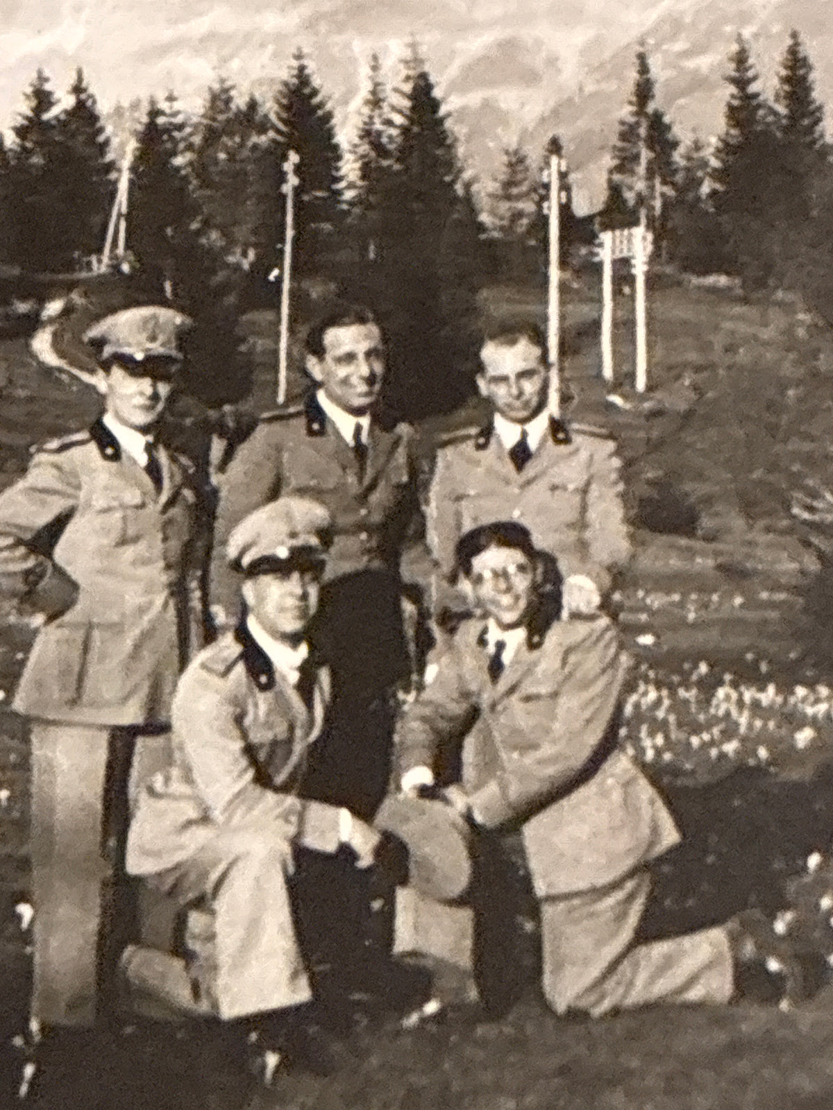 FOTO MILITARE 1937 PASSO COSTALUNGA DOLOMITI UFFICIALI GUARDIA DI FINANZA CON CARLO DABALÀ