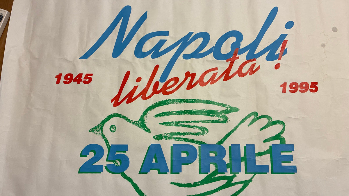 Manifesto storico 50° Anniversario "Napoli Liberata 1945 - 1995" 25 Aprile Festa della Liberazione