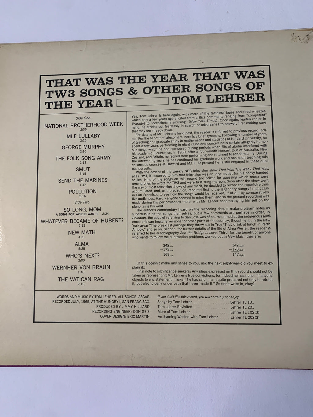 Tom Lehrer – That Was The Year That Was (Edizione Tedesca)