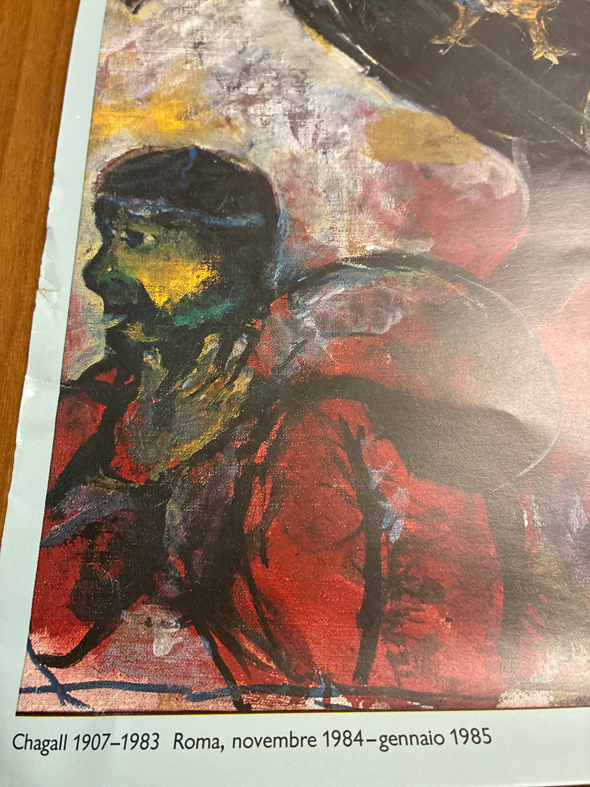 Manifesto mostra "Chagall" Roma 1984 - Opera "Guerra (1943)" Musei Capitolini Electa