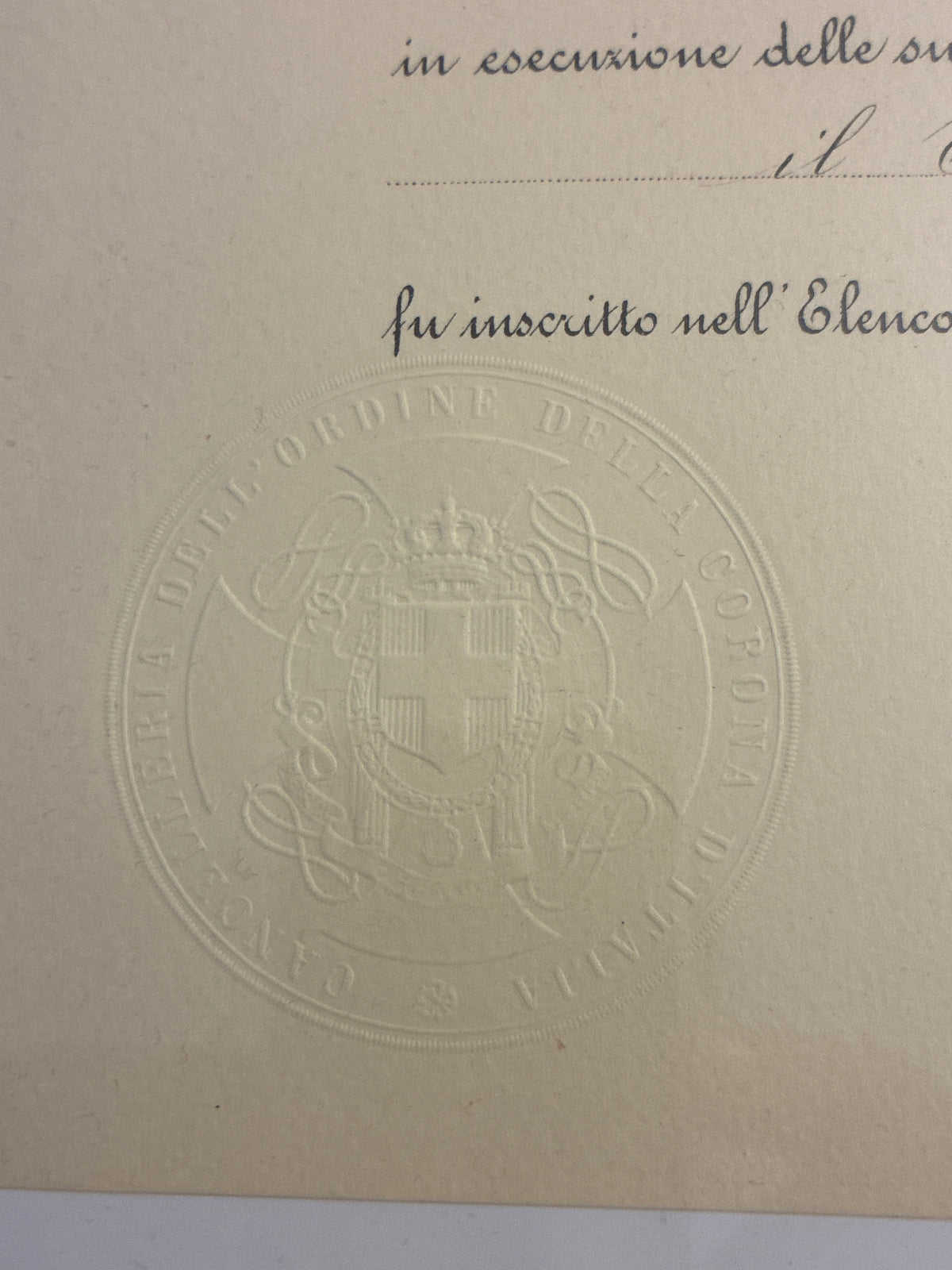 Raro Decreto 1935 Commendatore Corona d'Italia - Firma Autografa Ammiraglio Revel Timbro Secco - Incorniciato Umberto Lugli