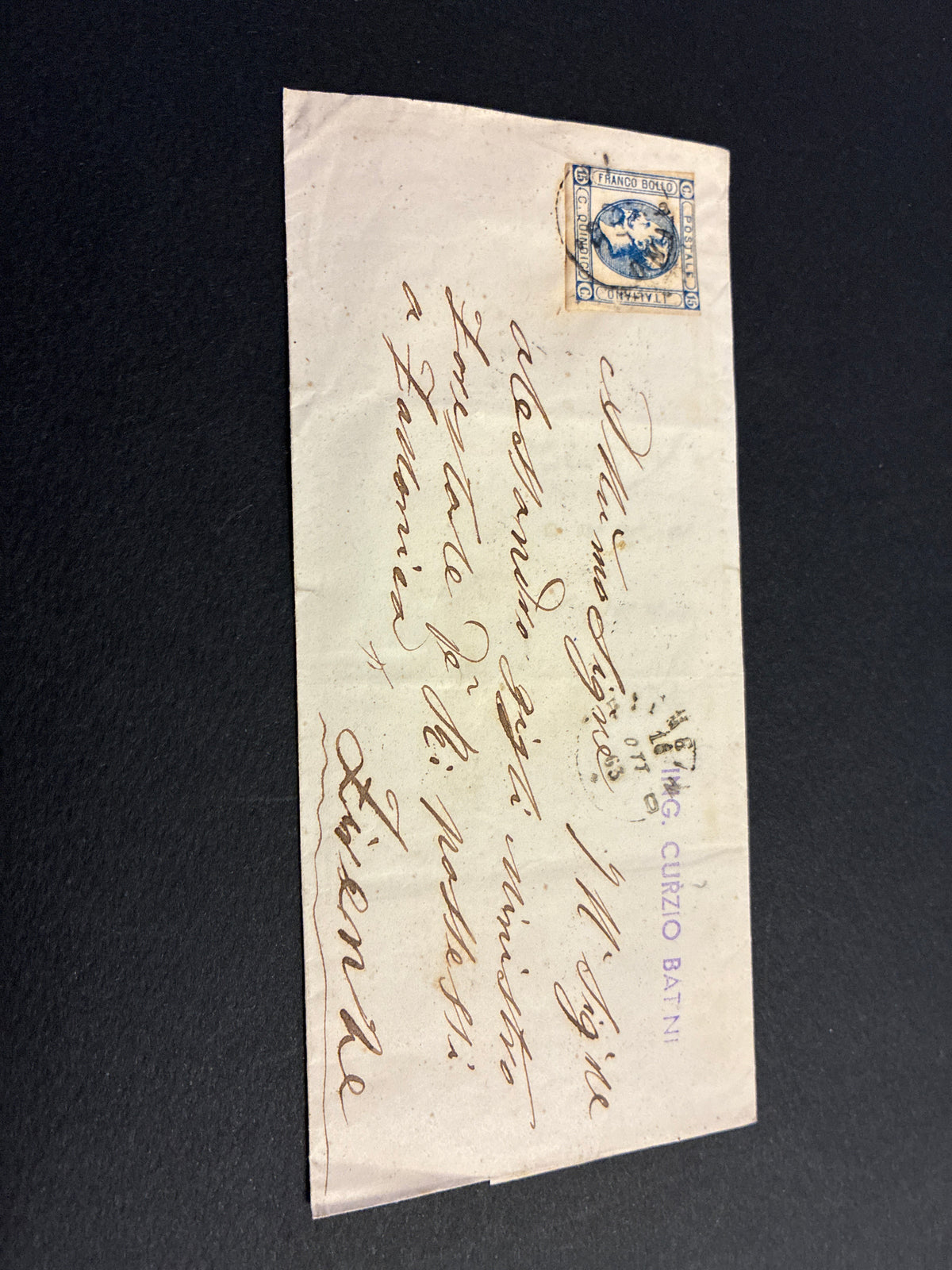 REGNO D'ITALIA 1863 - Lettera con Francobollo 15 Centesimi Litografico II Tipo e Sigillo in Ceralacca