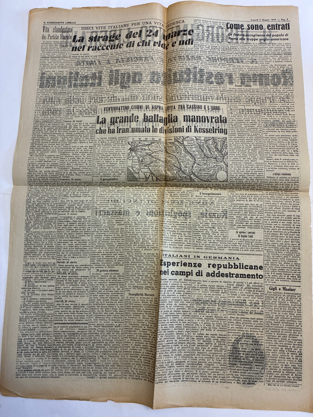 Quotidiano Originale Epoca Il Risorgimento Liberale 5 Giugno 1944 Roma Restituita Agli Italiani Seconda Guerra Mondiale